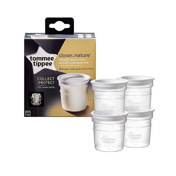 Tommee Tippee Closer To Nature Breast Milk Storage  Pots 4’s
